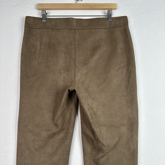 Curve Appeal Pants Womens Faux Leather Suede Large Brown Pull On Legging Stretch - Picture 5 of 11